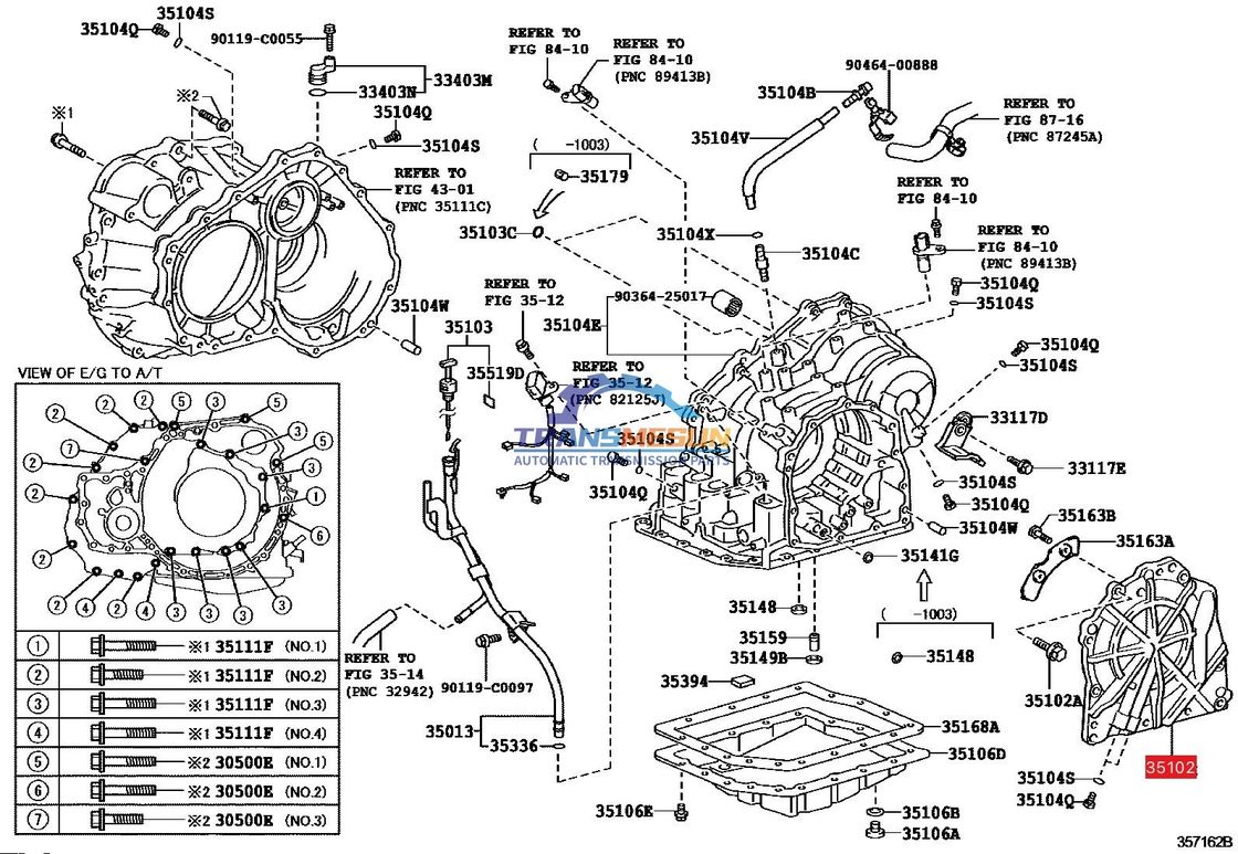 مجموعه پوشش عقب گیربکس 35102-42010 برای تویوتا RAV4 چهار سرعت گیربکس اتوماتیک U140F