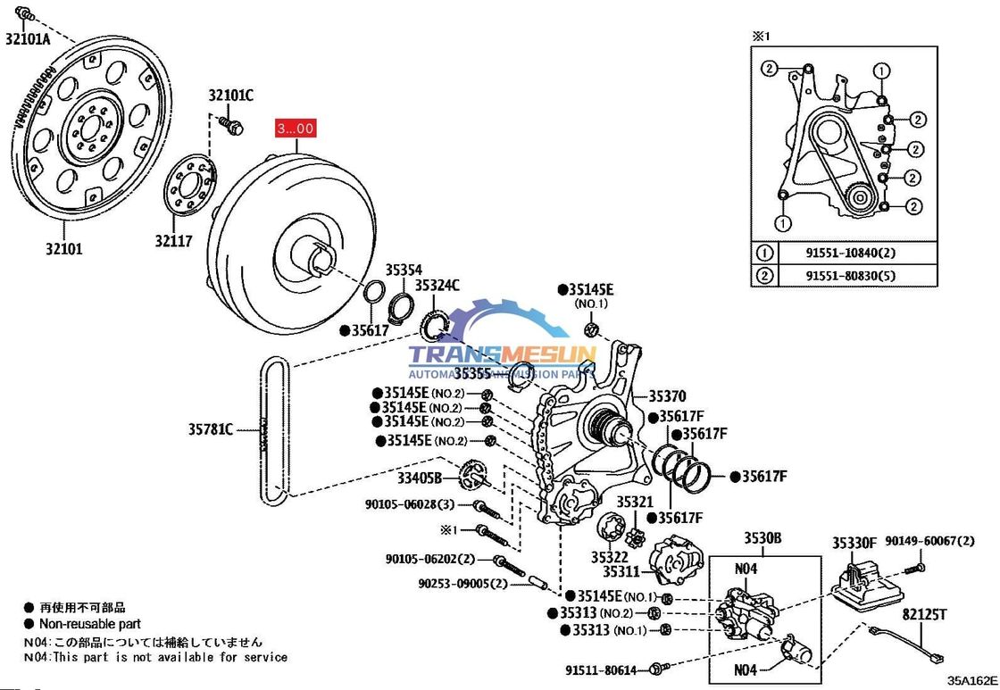 ALPHARD;AVALON;CAMRY ;HIGHLANDER;SIENNA;ES350 بازسازي شده UA80E UA80F 8 سرعت سیستم انتقال اتوماتیک تبدیل کننده گشتاور 3200048060 برای تویوتا لکسوس 3.5L