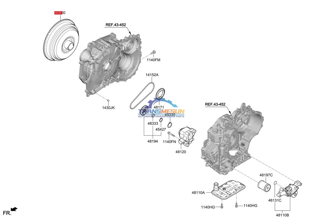 تبدیل کننده گشتاور انتقال C0GF1 CVT 451002H000 برای سال های 2019 تا 2023 HYUNDAI KIA IX25 K3 1.5T 2WD G4FL